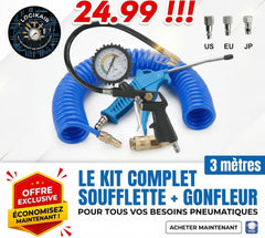 Pack Pro – Soufflette + Gonfleur + Tuyau Spirale 3m