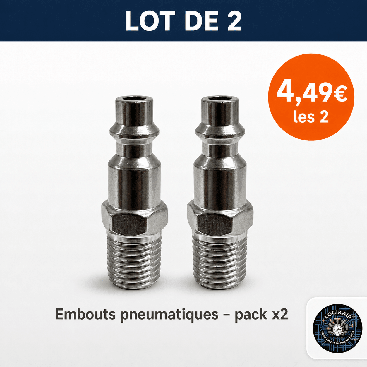 Lot de 2 Aboûts Filetés 1/4" – Norme ISO B