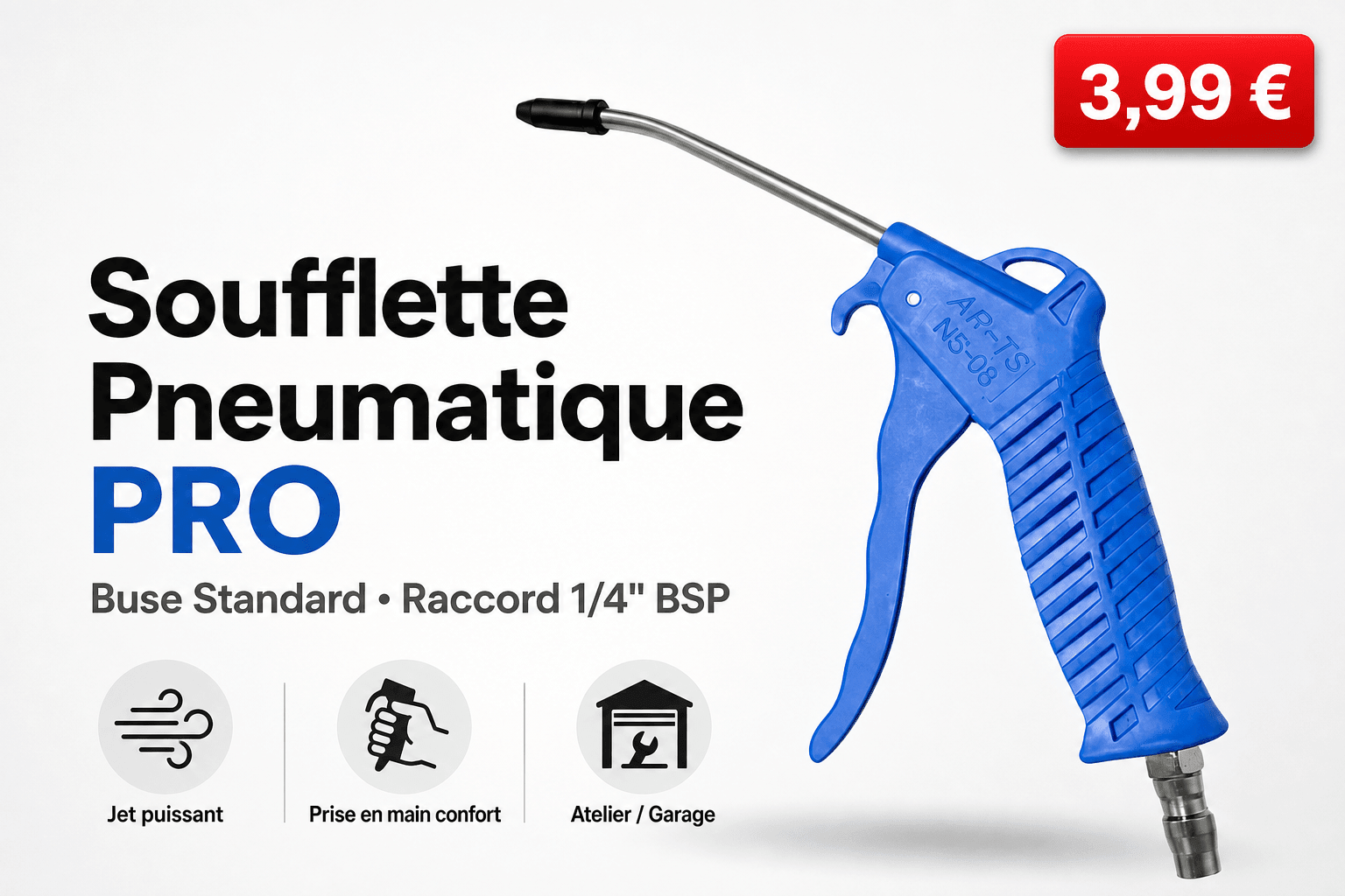 Soufflette Pneumatique Professionnelle – Buse Standard 1/4" | Atelier & Garage