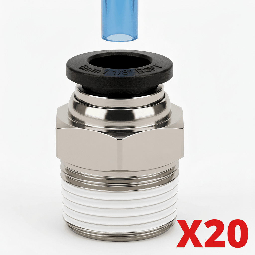 Raccord Pneumatique Cannelure ø8 mm – Filetage Mâle 1/4" BSP