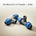 Tée Mixte ø25 × 1/2" Femelle — 16 Bar
